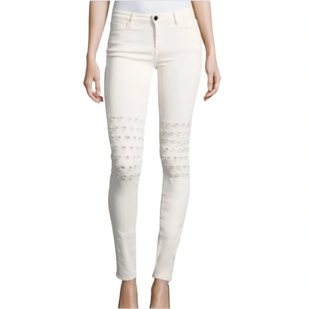 NWT Brokenbow Emma Mid Rise AI Rush Jeans Krystal White 28 Moto Ankle